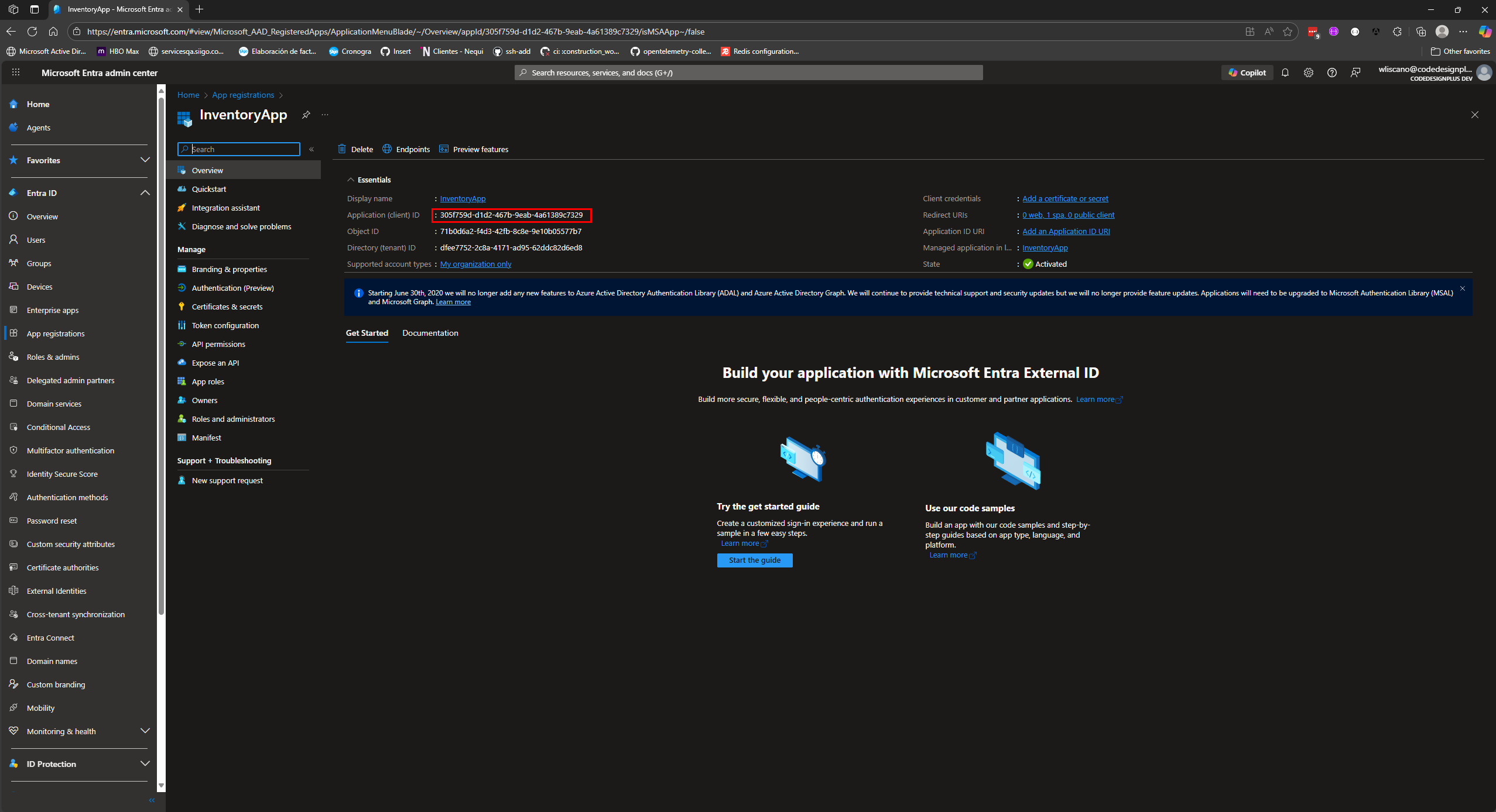 Obteniendo el Client ID de la App Registration en Entra ID
