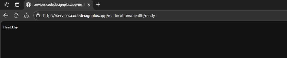 Petición exitosa al endpoint de salud de ms-locations