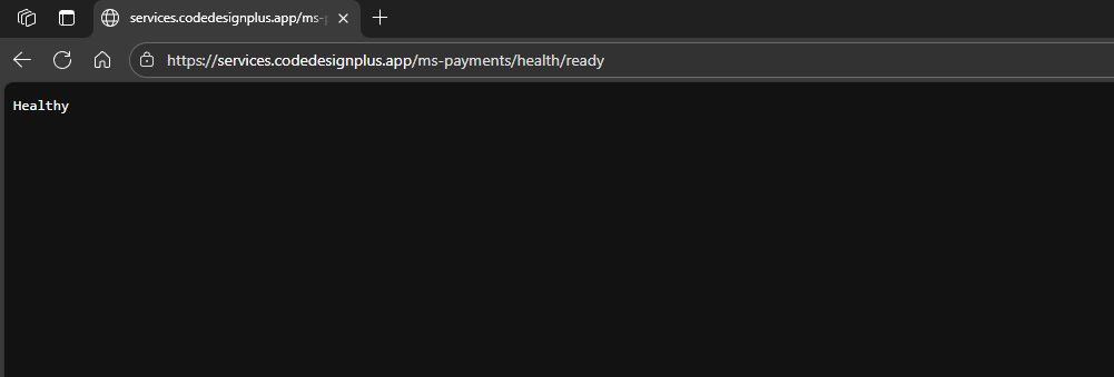 Petición exitosa al endpoint de salud de ms-payments