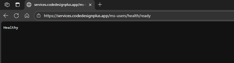 Petición exitosa al endpoint de salud de ms-users