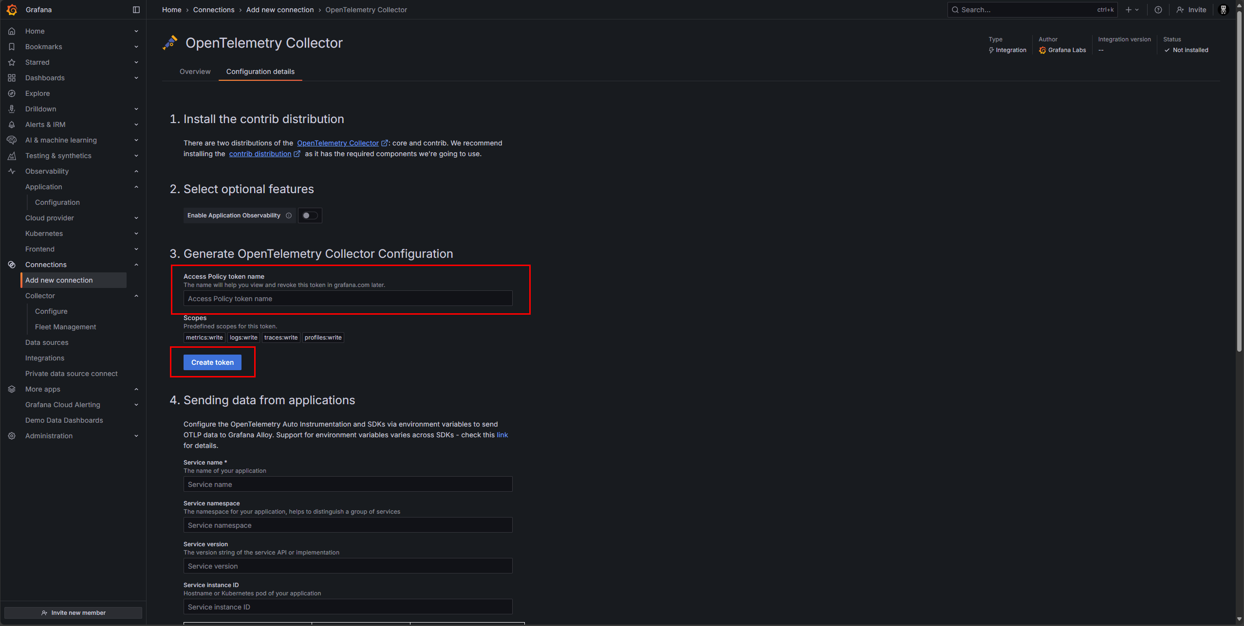 Generando un Access Policy Token en Grafana Cloud