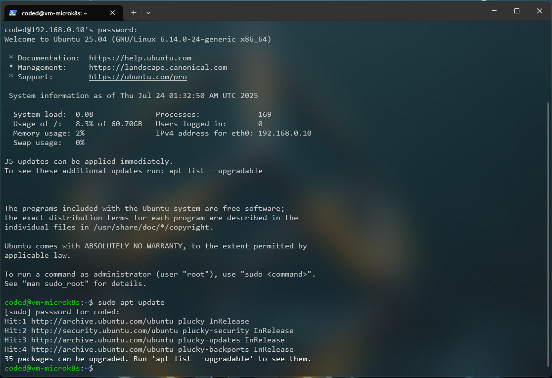 Ejecutando sudo apt update