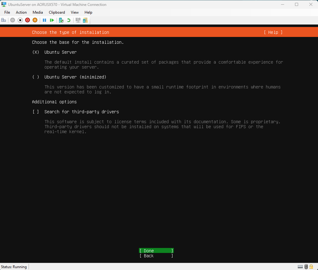 Selección de tipo de instalación Ubuntu Server
