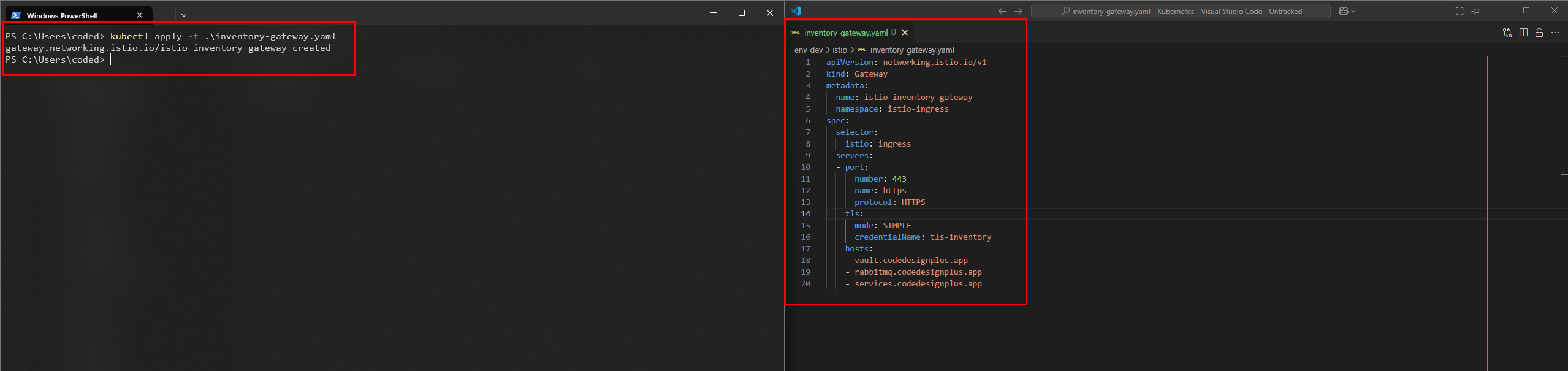 Aplicando el manifiesto del Gateway de Istio