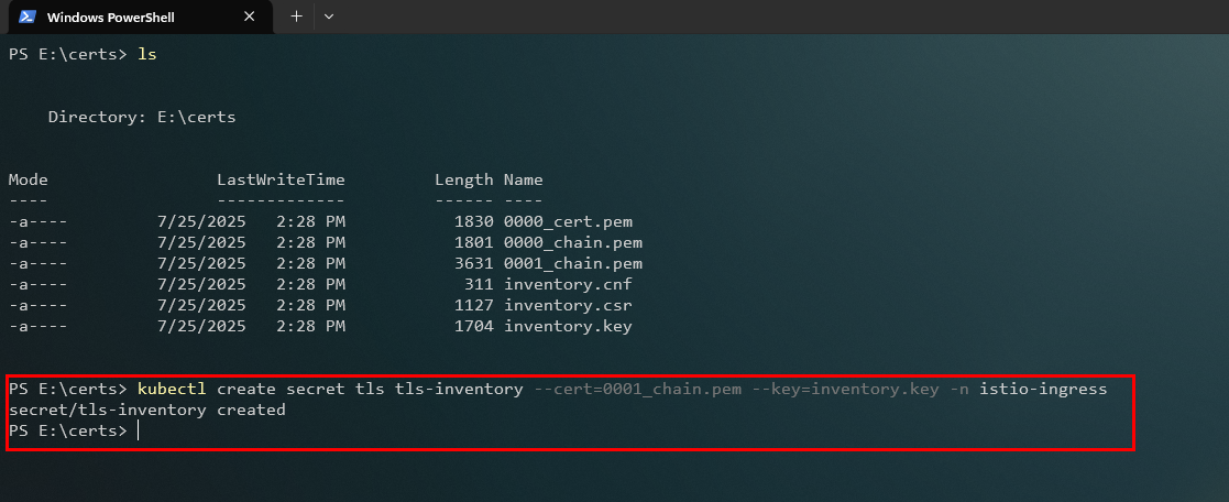Creando el secreto TLS con kubectl