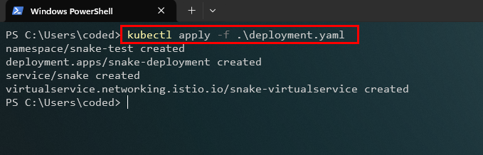 Aplicando el manifiesto de la aplicación Snake