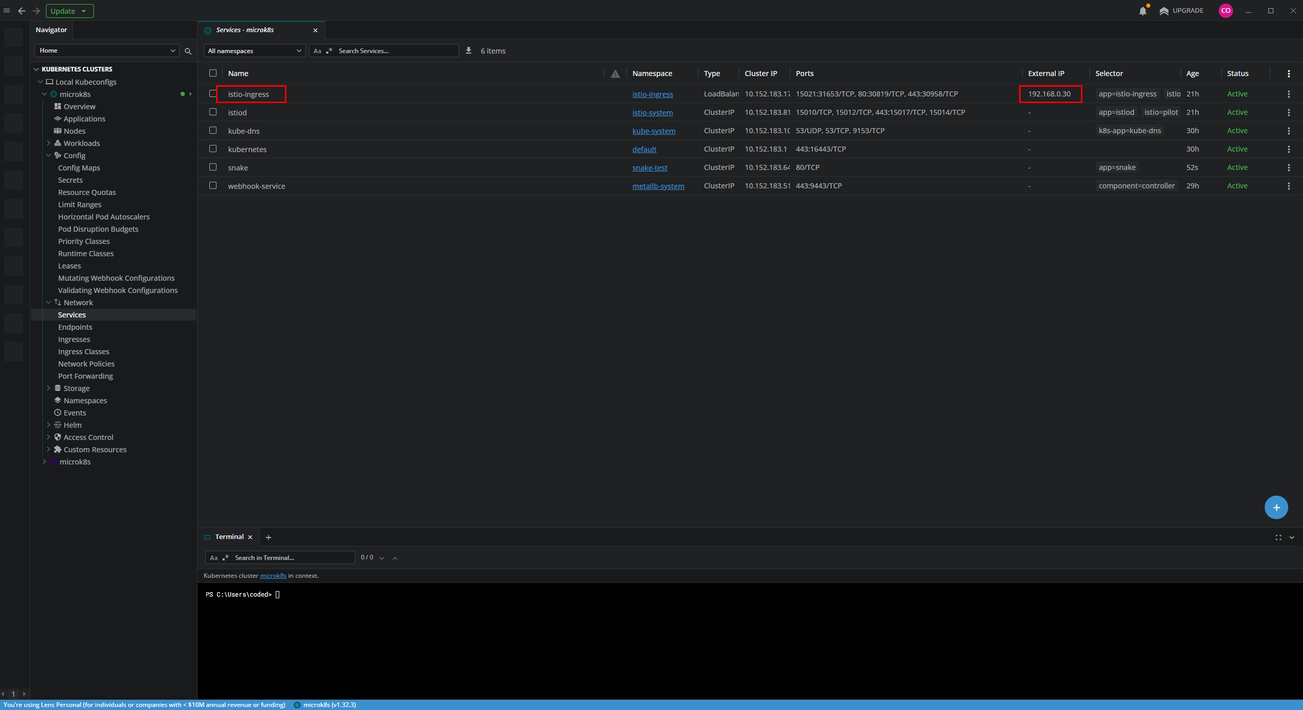 Obteniendo la IP externa del Ingress Gateway
