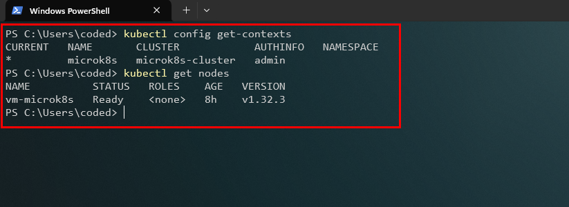 Verificando la conexión a Kubernetes con kubectl