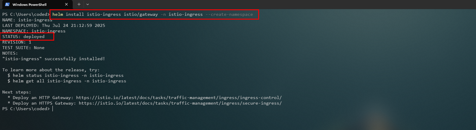 Instalando el chart istio-ingress con Helm