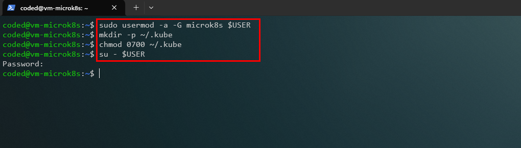 Configurando permisos de usuario para MicroK8s