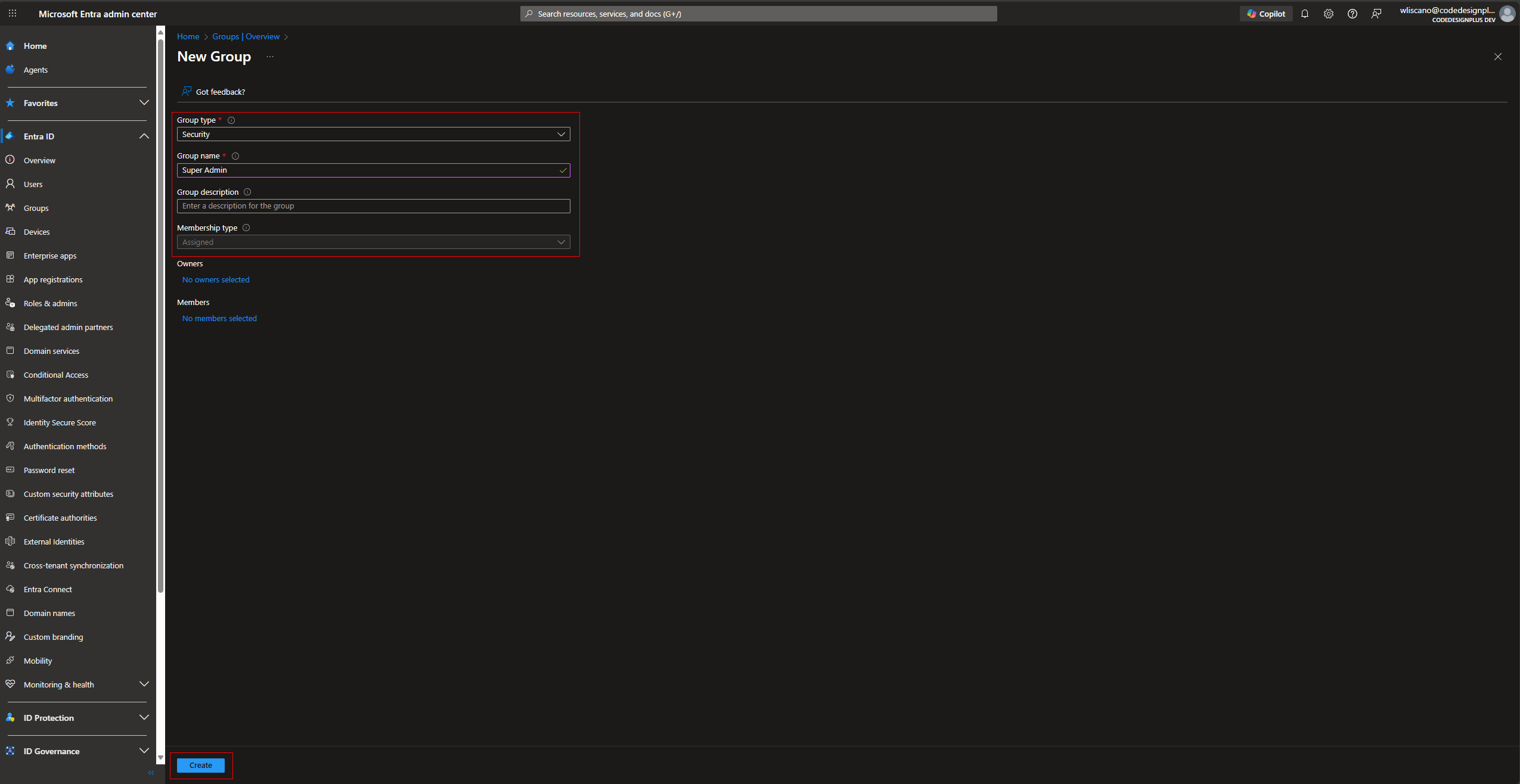 Creando un nuevo grupo de seguridad