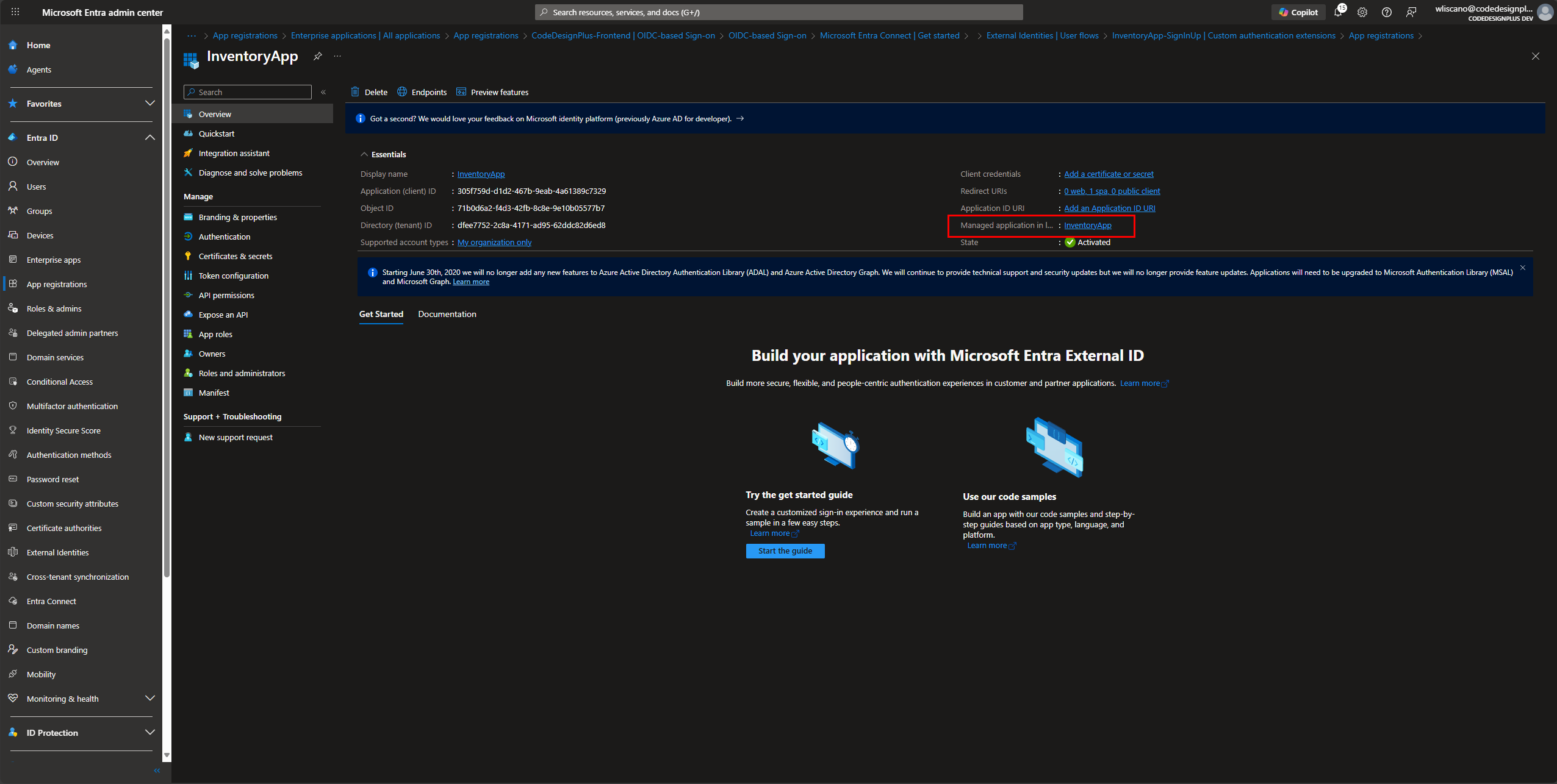 Panel de Single sign-on de la Enterprise App