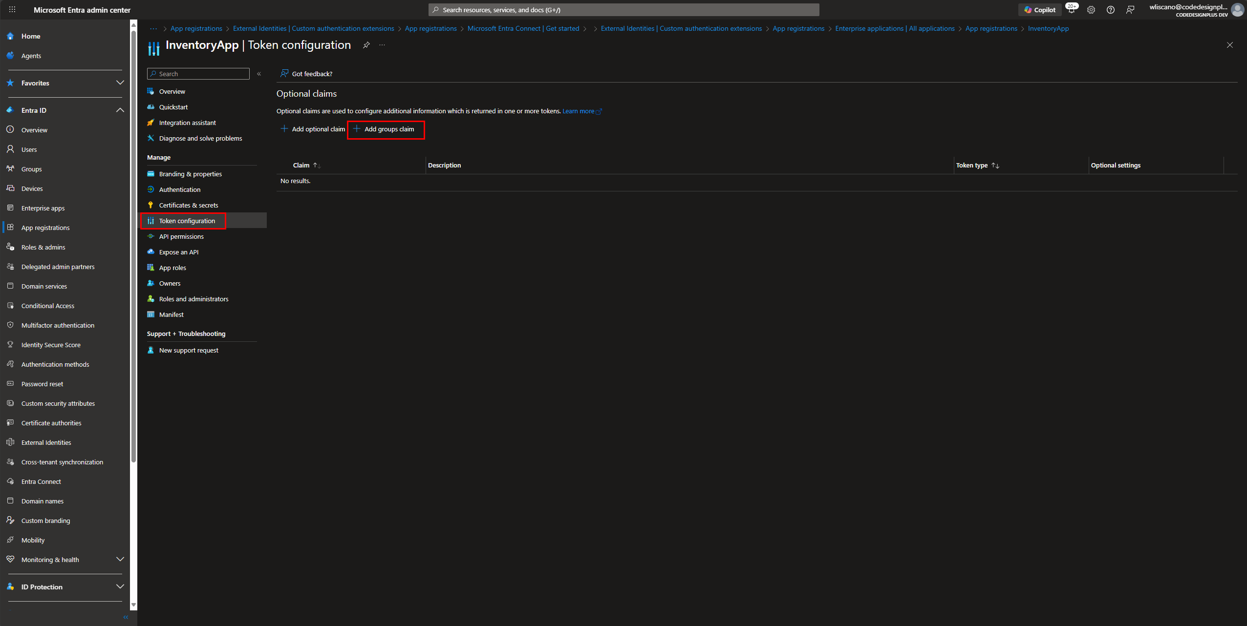 Configurando el groups claim