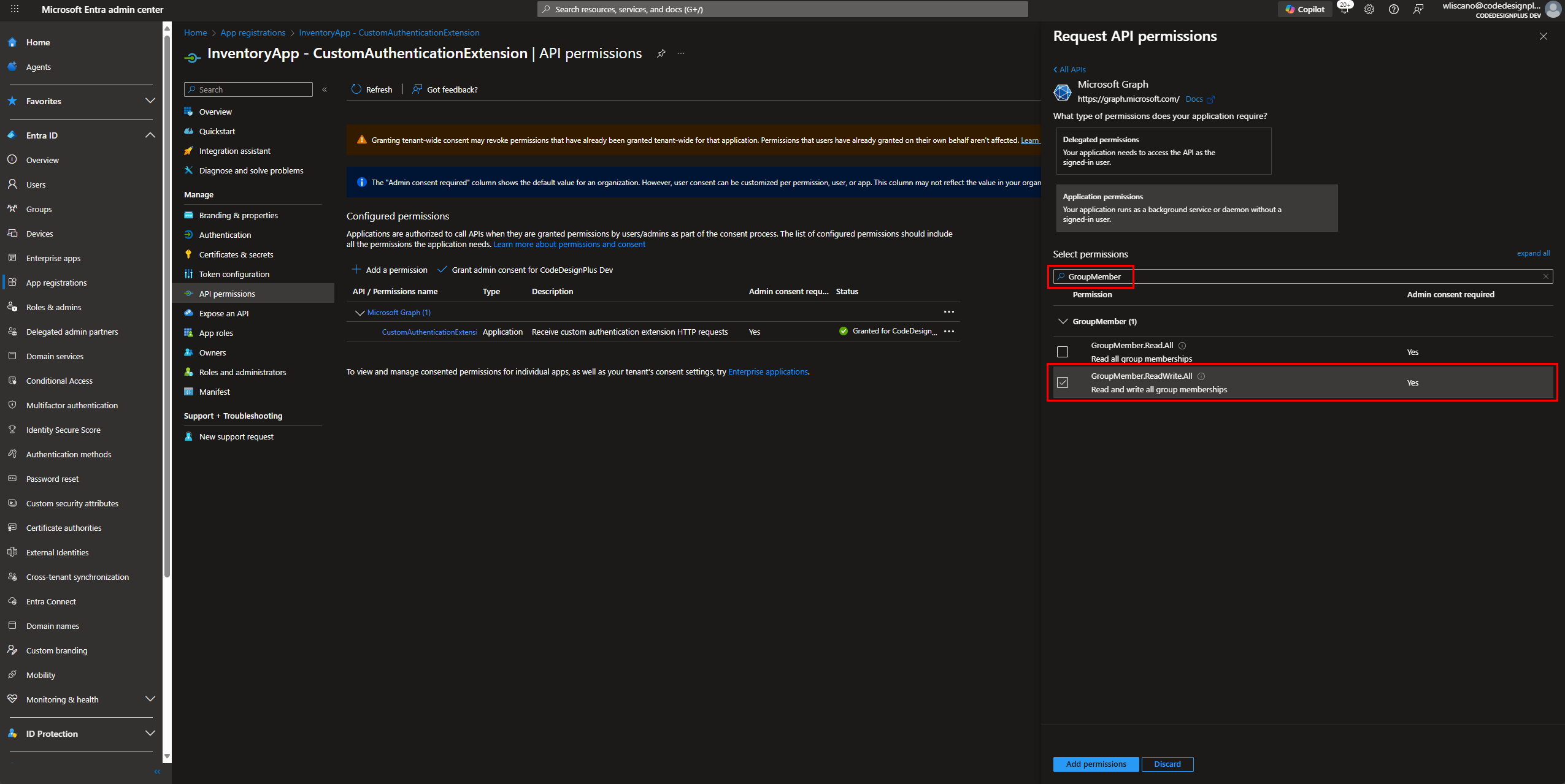 Añadiendo permisos User.EnableDisable