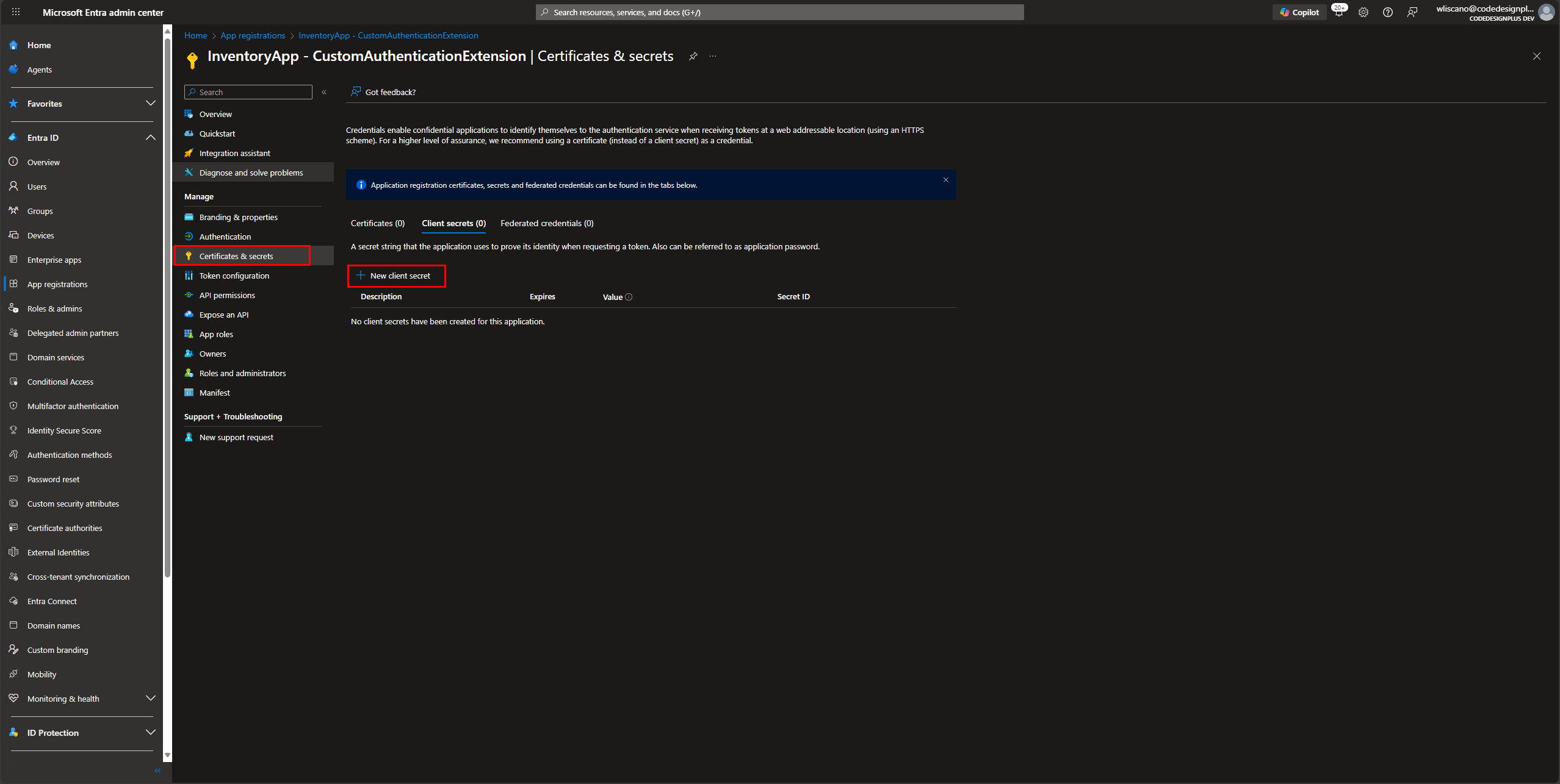 Configurando la descripción y expiración del secreto