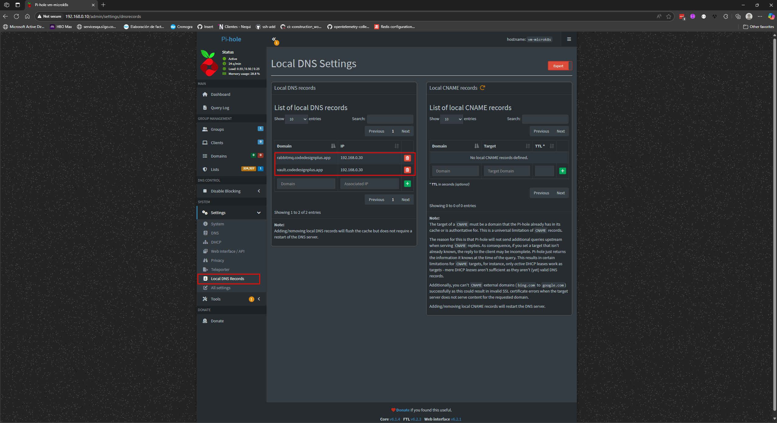 Añadiendo registros DNS locales en Pi-hole