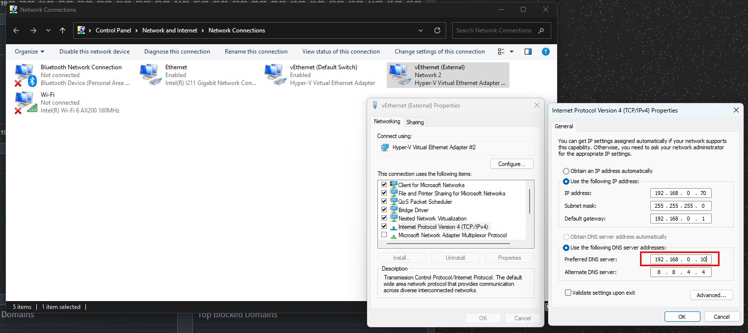Configurando el DNS en el adaptador de red de Windows