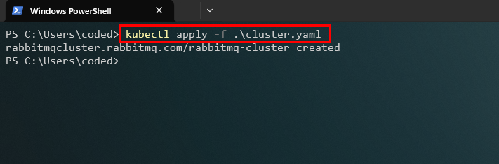 Aplicando el manifiesto del clúster de RabbitMQ