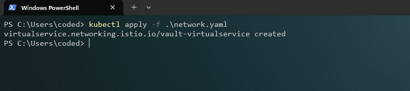 Aplicando el VirtualService para Vault