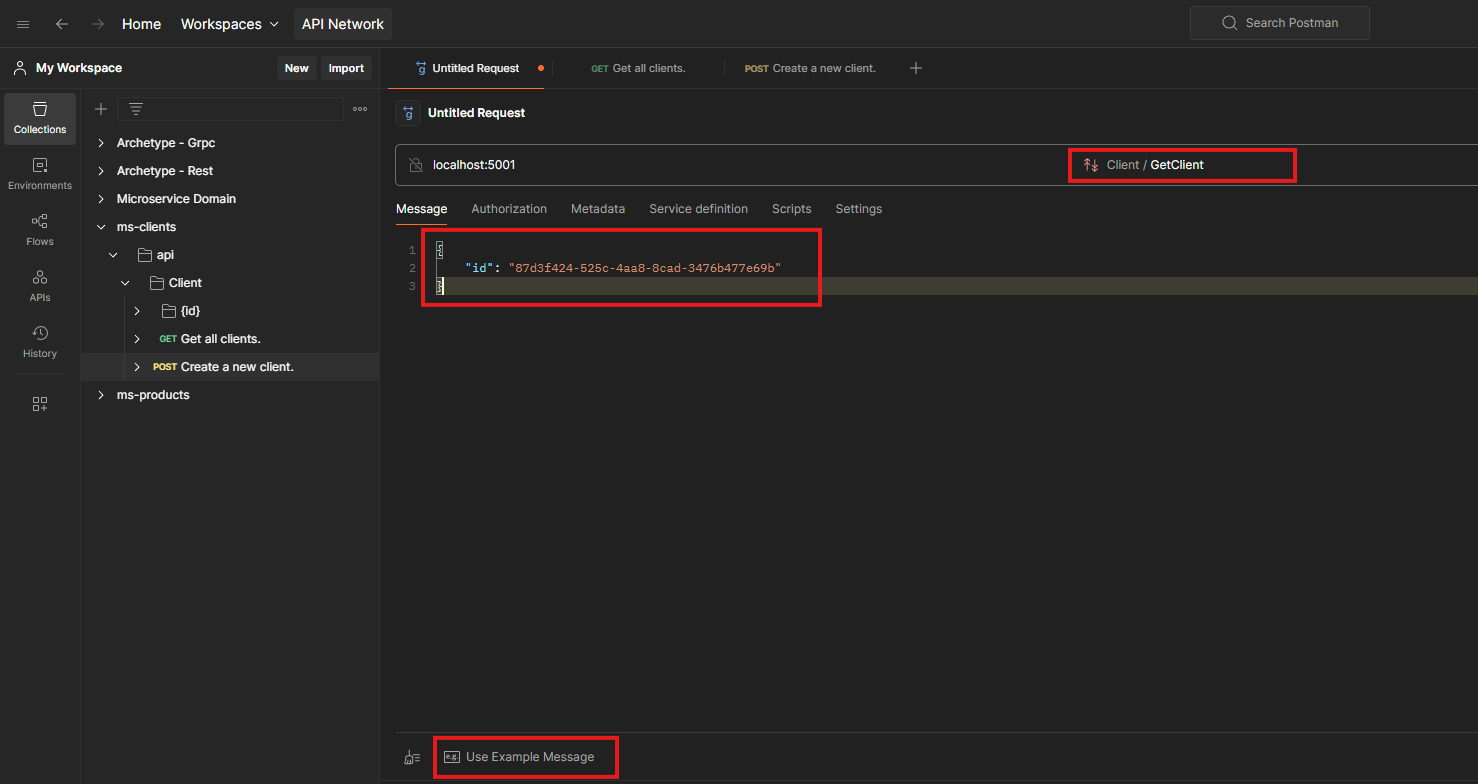 Postman UI gRPC Response