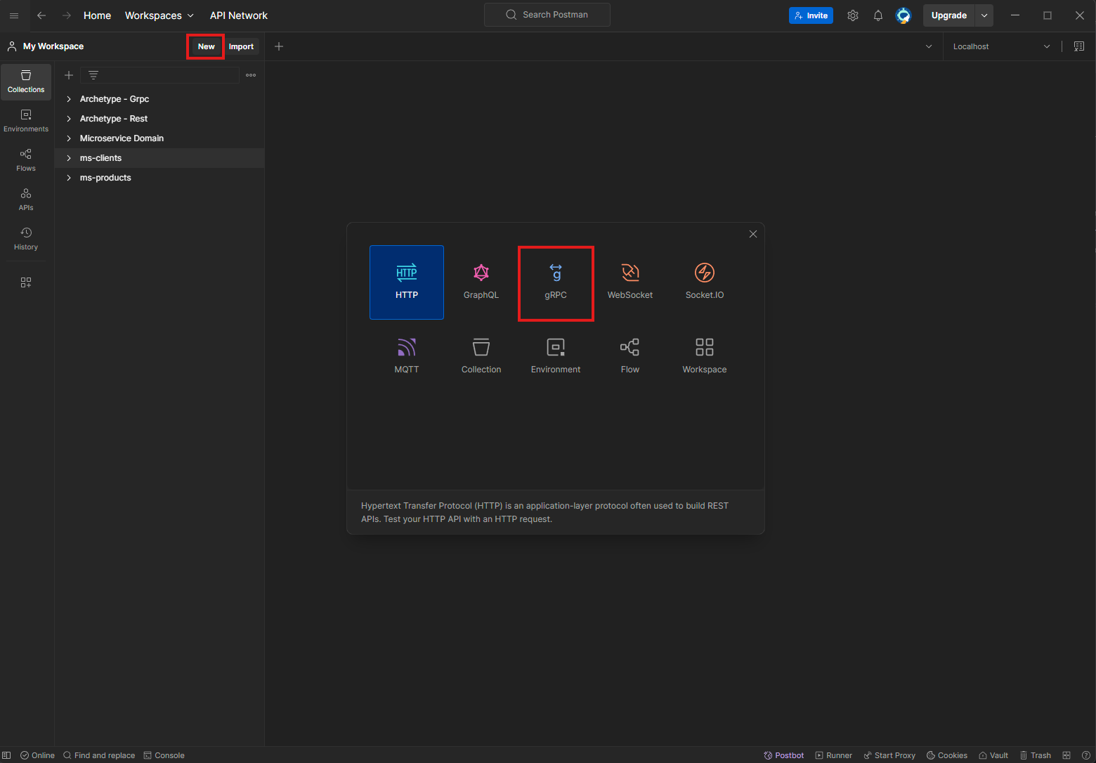 Postman UI gRPC Request